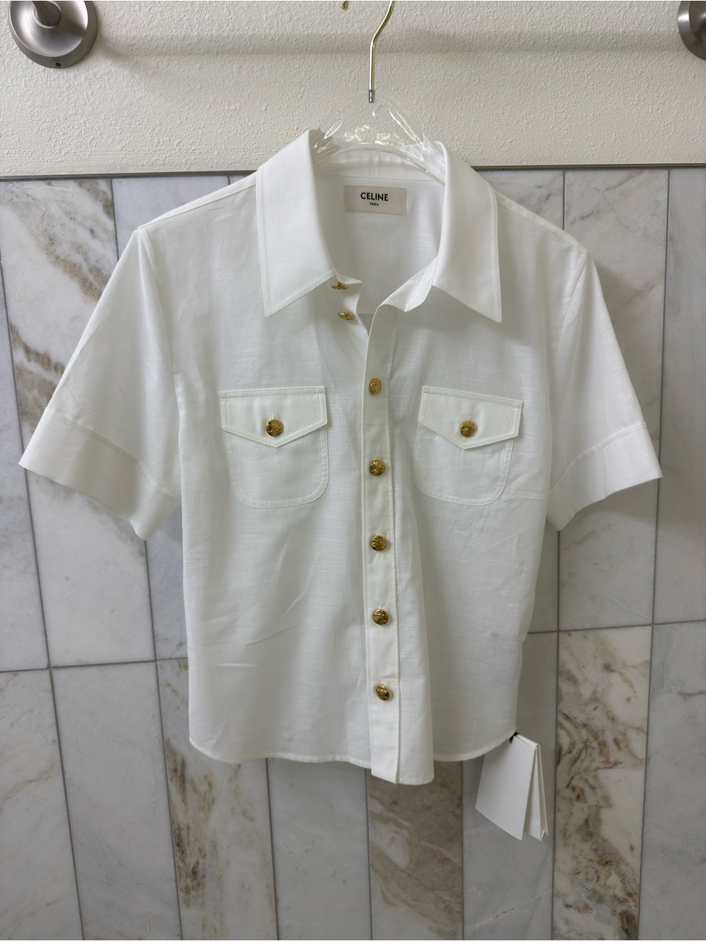 Celine White Chelsea Shirt in Cotton Batiste